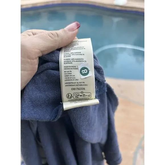 Free People We The Free Be Kind Tee V Neck Striped Polo Blouse Tunic Top M BZ - Picture 5 of 5